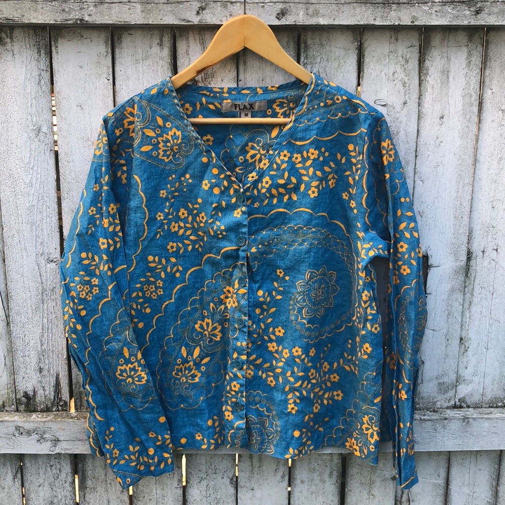 Flax linen printed shirt